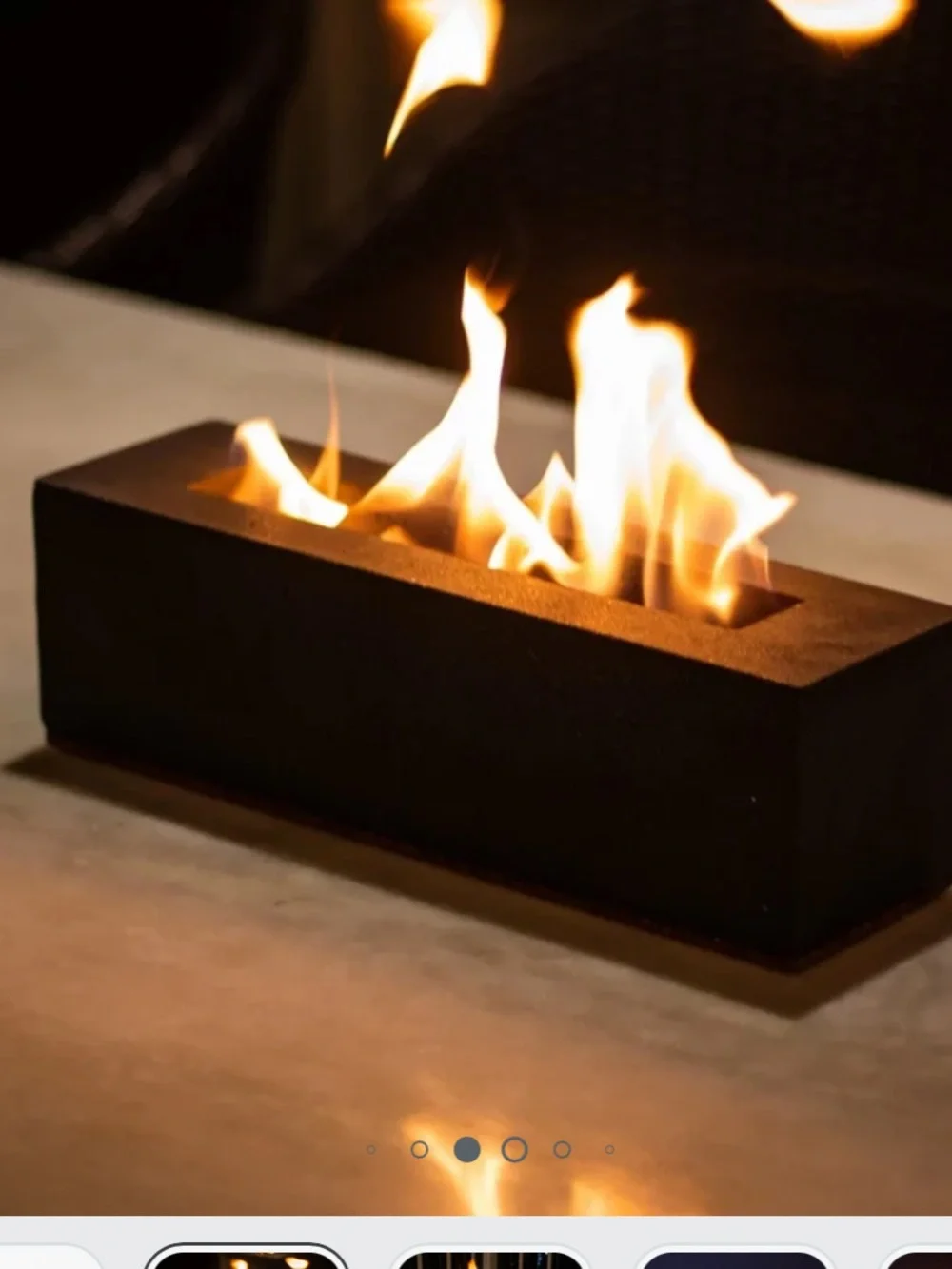 Rectangular Black Portable Concrete Bio-Ethanol Smokeless Tabletop Firepit